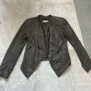 Leather Drape-front Jacket - XS- C-LECTIVE